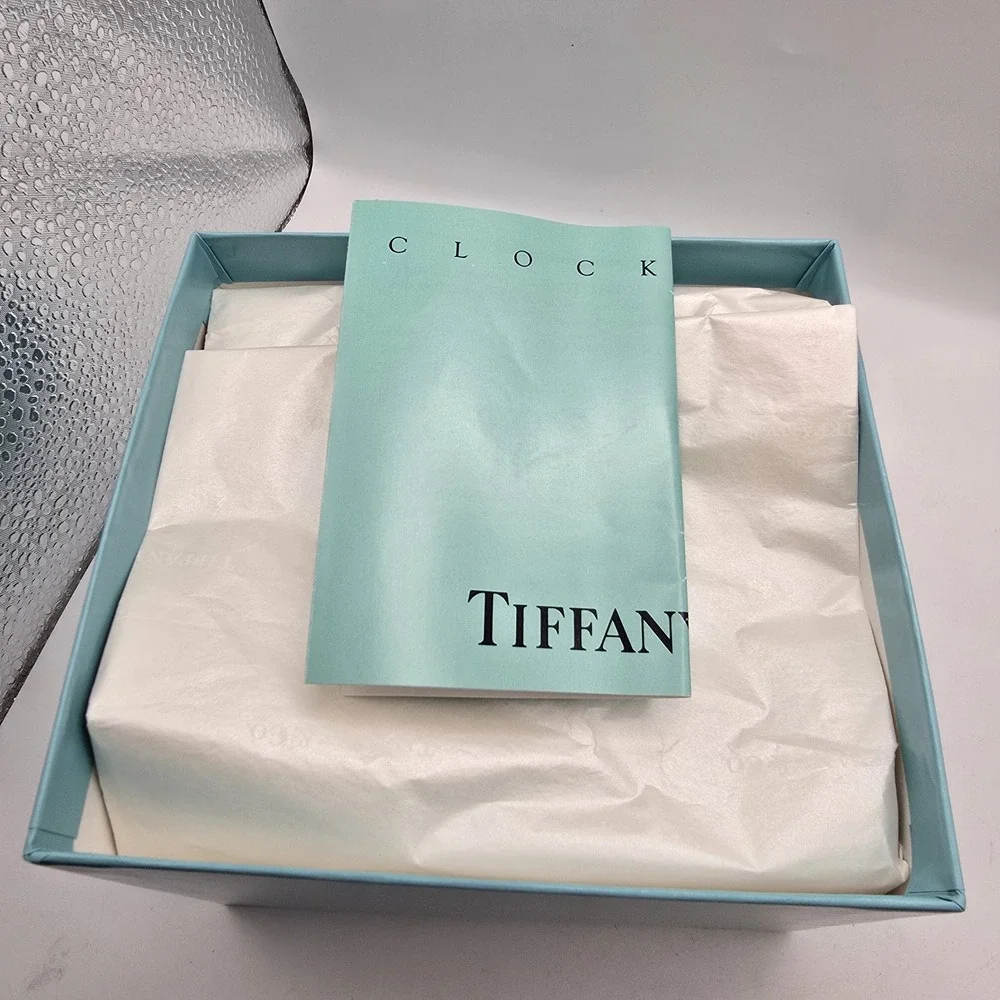 Vintage Tiffany & Co Brass Desktop Clock with Original Box